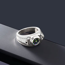 Load image into Gallery viewer, Gem Stone King 2.03 Ct Round Green Mystic Topaz Black Diamond 925 Sterling Silver Men's Ring (Size 12)
