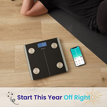 Load image into Gallery viewer, Etekcity Scales for Body Weight, Bathroom Digital Weight and Body Fat Scale for BMI, Rechargeable Smart Bluetooth Body Composition Analyzer, Sync Data with Other Fitness Apps Black 11.8x11.8 Inch