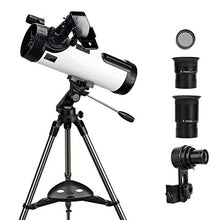 Load image into Gallery viewer, Telescope 114AZ Professional Reflector Telescope - Telescope for Beginners - Fully-Coated Glass Optics - Comes with Cellphone Adapter(1.5X Barlow Lens in it) & 1.25 Inch 13% T Moon Filter