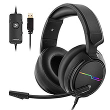 Load image into Gallery viewer, Jeecoo Xiberia USB Pro Gaming Headset for PC- 7.1 Surround Sound Headphones with Noise Cancelling Microphone- Memory Foam Ear Pads RGB Lights for Laptops