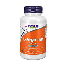 Load image into Gallery viewer, NOW Supplements, L-Arginine 500 mg, Nitric Oxide Precursor*, Amino Acid, 100 Capsules