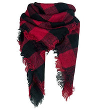 Load image into Gallery viewer, Qupish Plaid Blanket Winter Scarfs for Women Soft Warm Cozy Scarf Classic Chunky Oversized Wrap Shawl Scarves Gifts(Black)