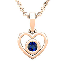 Load image into Gallery viewer, Dazzlingrock Collection Round Lab Created Blue Sapphire Ladies Solitaire Heart Pendant (Gold Chain Included), 18K Rose Gold