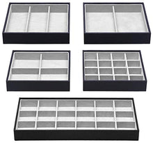 Load image into Gallery viewer, Magic Stackable Jewelry Trays Closet Dresser Drawer Organizer for Accessories, Gadgets & Cosmetics, Storage Display Showcase Holder Box, Set of 5