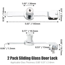 Load image into Gallery viewer, Qjaiune 2 Pack Sliding Glass Door Lock Showcase Display Case Lock, Ratchet Lock Reptile Cage Lock and Key, Vivarium Lock for Drawer Cabinet, Fit Thickness 0.08-0.31 Inch / 2-8mm, Keyed Alike