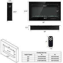 Load image into Gallery viewer, Tangkula 36" Electric Fireplace, in-Wall Recessed and Wall Mounted 750 W / 1500 W Fireplace Heater, Touch Screen Control Panel, 9 Flamer Color, Temperature Control & Timer Crystal Heater (36 inches)