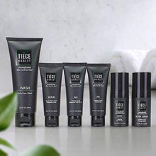 Load image into Gallery viewer, Tiege Hanley Men’s Skin Care System - Level 3 | Mens Routine Product Set: Face Wash, Anti Aging Serum, Day & Night Moisturizer, Exfoliating Scrub & Eye Cream | Tighten & Hydrate Your Best Looking Skin