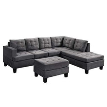 Load image into Gallery viewer, Sectional Sofa with Chaise Lounge and Ottoman 3-Seat Sofas Couch Set for Living Room (Gray)