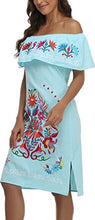 Load image into Gallery viewer, YZXDORWJ Women Mexican Embroidered Dress Ruffle Collar Sleeveless (S, 623BBL)