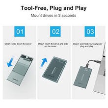 Load image into Gallery viewer, WAVLINK 2.5" Hard Drive Enclosure, USB C 3.1 Gen 2 to SATA External Hard Disk Case Clear for 9.5/7mm HDD SSD w/UASP 6Gbps 4TB Tool Free for WD Seagate Toshiba Samsung Hitachi PS4 Xbox Router