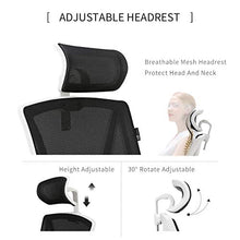 Load image into Gallery viewer, Hbada Reclining Office Desk Chair | Adjustable High Back Ergonomic Computer Mesh Recliner | White Home Office Chairs with Footrest and Lumbar Support