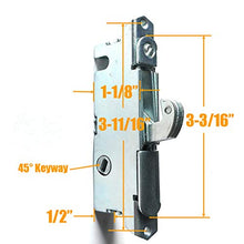 Load image into Gallery viewer, Patio Door Handle Set + Mortise Lock 45° Perfect Replacement for Sliding Glass Door Fits 3-15/16” Screw Hole Spacing, Non-keyed with Mortise Latch Locks,White Diecast,Reversible Design(Non-Handed)