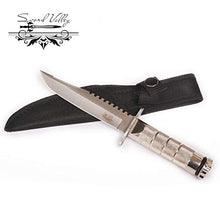 Load image into Gallery viewer, SV Dagger Knife Good Dual Edge Knife with Fix Half Serrated Blade Best Tactical Knife for Survival & Defense (Silver)