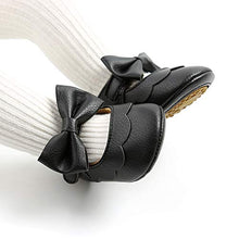 Load image into Gallery viewer, SOFMUO Baby Girls Mary Jane Flats Non-Slip Soft Rubber Sole Bowknot Infant Sneakers Toddler Princess Dress Walking Shoes(A01/Black,12-18 Months)