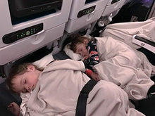 Load image into Gallery viewer, Inflatable Travel Foot Rest Pillow | Kids Airplane Bed | Adjustable Height Leg Pillow | Make a Flat Bed for Kids and Toddlers | Great for Airplane, Train, car(Grey, 2 Pack)