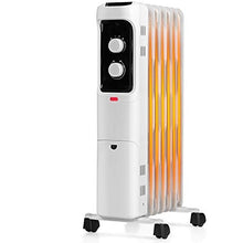 Load image into Gallery viewer, GOFLAME 1500W Oil Filled Radiator Heater, Electric Space Heater with 3 Heating Modes, Adjustable Thermostat, Tip-Over & Overheat Protection, Powerful Oil Heater for Home and Office (White)