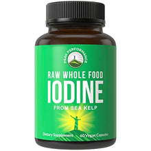 Load image into Gallery viewer, Raw Whole Food Iodine from Organic Kelp (Ascophyllum Nodosum) by Peak Performance. Thyroid Support Supplement. Great Metabolism Booster, Energy and Immune Boost - 60 Vegan Capsules