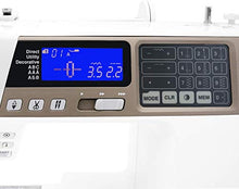 Load image into Gallery viewer, Janome 4120QDC Computerized Sewing Machine (New 2020 Tan Color) w/Hard Case + Extension Table + Instructional DVD + 1/4" Seam Foot w/Guide + Overedge Foot + Zig Zag Foot + Buttonhole Foot + More!