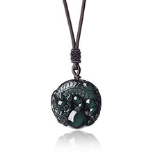 Load image into Gallery viewer, AmorWing Rainbow Obsidian Pixiu Chinese Totem Animal Stone Pendant Mala Necklace