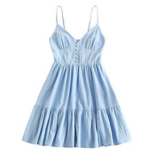 Load image into Gallery viewer, ZAFUL Women's Mini Dress Spaghetti Straps Sleeveless Boho Beach Dress (S, Blue-Z)