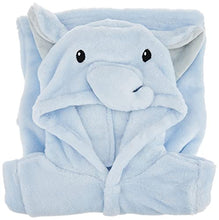 Load image into Gallery viewer, Hudson Baby Unisex Baby Plush Animal Face Robe, Blue Elephant, One Size, 0-9 Months