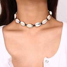 Load image into Gallery viewer, Qceasiy Women Shell Choker Necklace Summer Beach Natural White Shell Necklace(Black Rope)
