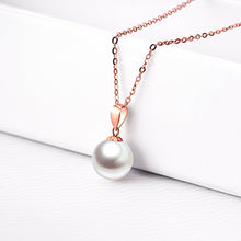 Load image into Gallery viewer, Solid 14k Rose Gold Pearl Necklace for Women Real Gold Jewelry Gifts for Wife Mom Grilfriend, Mothers Day Present for Her, 18" (Rose Gold)