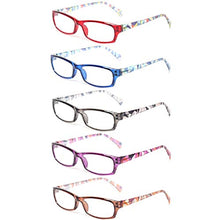 Load image into Gallery viewer, Reading Glasses 5 Pairs Fashion Ladies Readers Spring Hinge with Pattern Print Eyeglasses for Women (5 Pack Mix Color, 2.75)