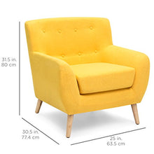 Load image into Gallery viewer, Best Choice Products Mid-Century Modern Linen Upholstered Button Tufted Accent Chair - Yellow