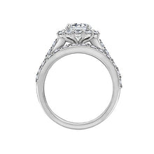 Load image into Gallery viewer, Platinum-Plated Sterling Silver Flower Halo Ring set with Swarovski Zirconia (2.9 cttw), Size 6