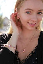 Load image into Gallery viewer, Leafael Wish Stone Pendant Necklace with Vintage Pink Birthstone Crystal for October, 18K Rose Gold Plated, 18" + 2" Chain