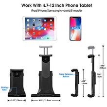 Load image into Gallery viewer, Raking Tablet Tripod,Portable Height Adjustable Tripod Stand,360 Degree Rotating Tripod Mount for 4.7-12 inch iPhone, iPad, Samsung, Kindle Fire, Bluetooth Remote Shutter As Gift