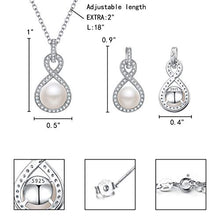 Load image into Gallery viewer, EleQueen 925 Sterling Silver CZ AAA Button Cream Freshwater Cultured Pearl Bridal Jewelry Necklace Earrings Set Ivory