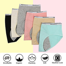 Load image into Gallery viewer, Nalwort Teen Girls Period Underwear Menstrual Period Panties Leak-Proof Organic Cotton Protective Briefs Pack of 6