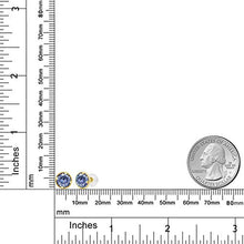 Load image into Gallery viewer, Gem Stone King 14K Yellow Gold Stud Earrings Vivid Persian Blue Round 2.00ct (DEW) Created Moissanite