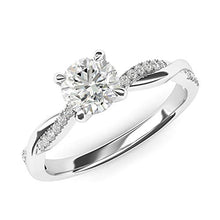 Load image into Gallery viewer, 14k White Gold 4-Prong Petite Twisted Vine Simulated 1.0 CT Diamond Engagement Ring Promise Bridal Ring (7)