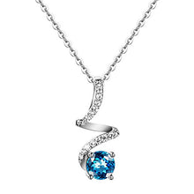 Load image into Gallery viewer, Carleen Sterling Silver Twist London Blue Topaz November Birthstone Pendant Necklaces for Women Girls, Pendant for Daily Life, Gift, Wedding
