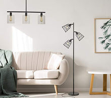 Load image into Gallery viewer, Modern Floor Lamp for Living Room Bright Lighting Tall Stand Up Lamp Farmhouse Rustic Industrial Black Tree Floor Lamps for Bedrooms, Office with Reading Light Standing Lamp
