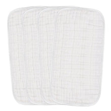 Load image into Gallery viewer, PPOGOO Burp Cloths Extra Absorbent and Soft Large 20"x10" 4 Pack 6 Layers 100% Muslin Cotton White
