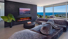 Load image into Gallery viewer, Mystflame 72 inch Electric Fireplace - Ultra Slim Frame - in Wall Recessed & Wall Mounted - Multicolor Flame - Log & Crystal Hearth - 1500/750 Watt Heater - Remote Control & Touch Screen- Timer