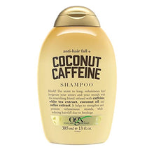 Load image into Gallery viewer, OGX Anti-Hair Fall + Coconut Caffeine Strengthening Shampoo with Caffeine, Coconut Oil & Coffee Extract, 13 Fl Oz