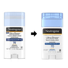 Load image into Gallery viewer, Neutrogena Ultra Sheer Non-Greasy Sunscreen Stick for Face & Body, Broad Spectrum SPF 70 UVA/UVB Sunscreen Stick, PABA-Free, 1.5 oz