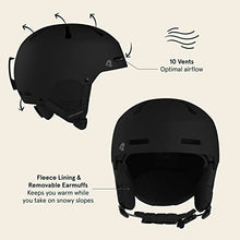 Load image into Gallery viewer, Retrospec Comstock Ski & Snowboard Helmet for Adults - Durable ABS Shell, Protective EPS Foam & 10 Cooling Vents - Adjustable Fit for Men & Women - Matte Black, Large