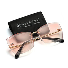 Load image into Gallery viewer, AEVOGUE Sunglasses For Women Oversized Rimless Diamond Cutting Square Glasses AE0528 (Gold&Pink, 53)