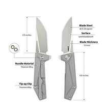 Load image into Gallery viewer, KUBEY KB256 Folding Pocket Knife – Frame Lock Tactical Knife with 3.54in AUS-10 Sand Blast & Brush Blade – Solid Outdoor Knife with Titanium Handle for Hiking Hunting and EDC Carry (Grey)
