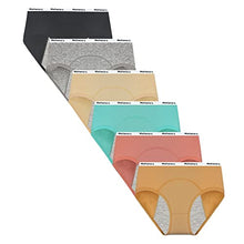 Load image into Gallery viewer, Nalwort Teen Girls Period Underwear Menstrual Period Panties Leak-Proof Organic Cotton Protective Briefs Pack of 6