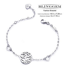 Load image into Gallery viewer, BlingGem Women's Tree of Life Bracelet White Gold-Plated 925 Sterling Silver Family Tree Symbol Love Heart Charm Gift for Women