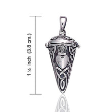 Load image into Gallery viewer, Celtic Knot Claddagh Perfume Vial - Poison Jar - Urn Pendulum Pendant w/ 18" Necklace - Sterling Silver
