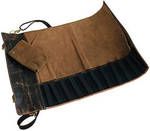 Load image into Gallery viewer, Leather Knife Roll | Leather Knife Case | Leather Knife Roll for Chef | Chef Knife Roll | Leather Knife Roll Bag | Kitchen Knife Case | Leather Knife Roll Bag for Travel (Brown 1)
