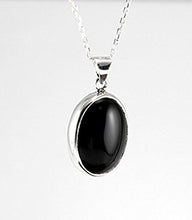 Load image into Gallery viewer, Sterling Silver 925 Black Onyx Oval Pendant Necklace 16+2 inches Chain - Elegant Gift Box